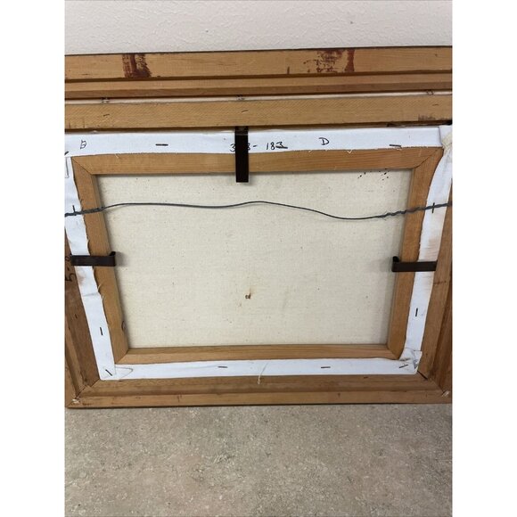 Vintage Original P. Wong Oil on Canvas Framed Chinese Junk Fishing Boats, Signed - Picture 9 of 9